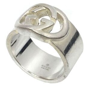 Gucci Interlocking G Wide Ring #16 Silver Aq7729